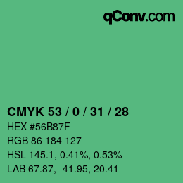颜色代码: CMYK 53 / 0 / 31 / 28 | qconv.com