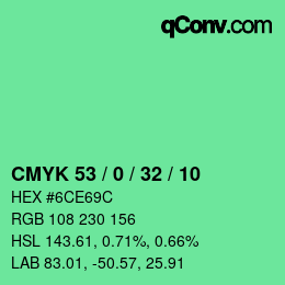 Color code: CMYK 53 / 0 / 32 / 10 | qconv.com
