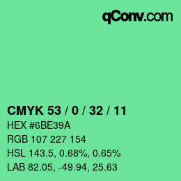 カラーコード: CMYK 53 / 0 / 32 / 11 | qconv.com