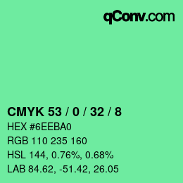 Color code: CMYK 53 / 0 / 32 / 8 | qconv.com