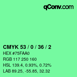 颜色代码: CMYK 53 / 0 / 36 / 2 | qconv.com