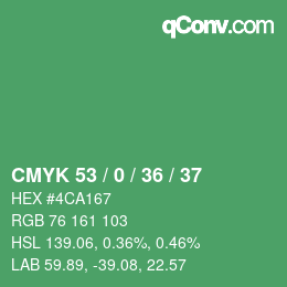 颜色代码: CMYK 53 / 0 / 36 / 37 | qconv.com
