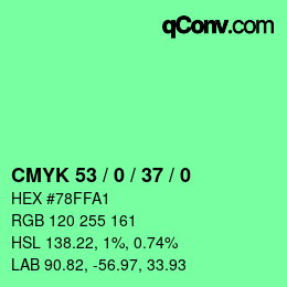 カラーコード: CMYK 53 / 0 / 37 / 0 | qconv.com