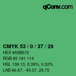 カラーコード: CMYK 53 / 0 / 37 / 29 | qconv.com