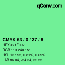Color code: CMYK 53 / 0 / 37 / 6 | qconv.com