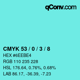 颜色代码: CMYK 53 / 0 / 3 / 8 | qconv.com