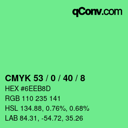 カラーコード: CMYK 53 / 0 / 40 / 8 | qconv.com