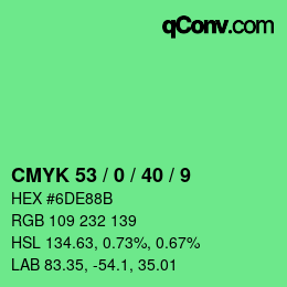 カラーコード: CMYK 53 / 0 / 40 / 9 | qconv.com