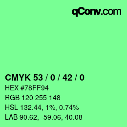 カラーコード: CMYK 53 / 0 / 42 / 0 | qconv.com
