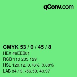 カラーコード: CMYK 53 / 0 / 45 / 8 | qconv.com