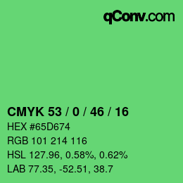 Código de color: CMYK 53 / 0 / 46 / 16 | qconv.com
