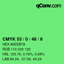 Color code: CMYK 53 / 0 / 48 / 8 | qconv.com