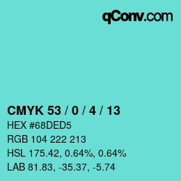 Color code: CMYK 53 / 0 / 4 / 13 | qconv.com