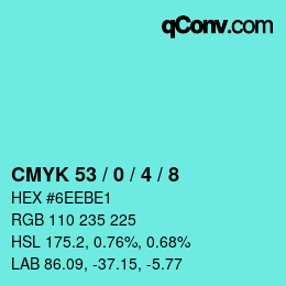 カラーコード: CMYK 53 / 0 / 4 / 8 | qconv.com