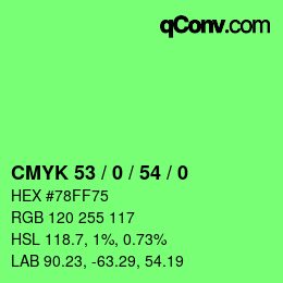 Farbcode: CMYK 53 / 0 / 54 / 0 | qconv.com