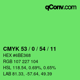 カラーコード: CMYK 53 / 0 / 54 / 11 | qconv.com