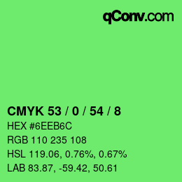 Color code: CMYK 53 / 0 / 54 / 8 | qconv.com