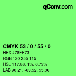 颜色代码: CMYK 53 / 0 / 55 / 0 | qconv.com