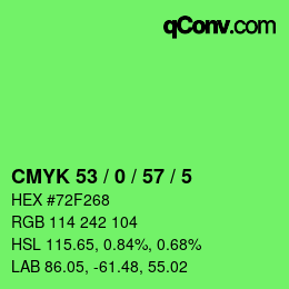 Color code: CMYK 53 / 0 / 57 / 5 | qconv.com