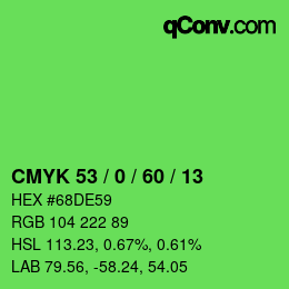 Color code: CMYK 53 / 0 / 60 / 13 | qconv.com