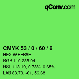 Color code: CMYK 53 / 0 / 60 / 8 | qconv.com