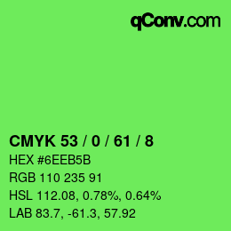 颜色代码: CMYK 53 / 0 / 61 / 8 | qconv.com