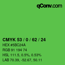 Farbcode: CMYK 53 / 0 / 62 / 24 | qconv.com