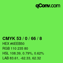 Color code: CMYK 53 / 0 / 66 / 8 | qconv.com