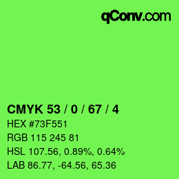 カラーコード: CMYK 53 / 0 / 67 / 4 | qconv.com