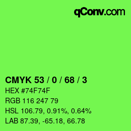 颜色代码: CMYK 53 / 0 / 68 / 3 | qconv.com