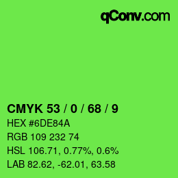 颜色代码: CMYK 53 / 0 / 68 / 9 | qconv.com