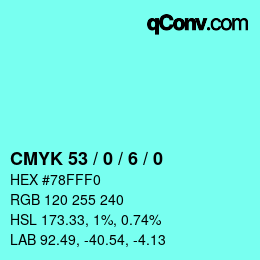 Color code: CMYK 53 / 0 / 6 / 0 | qconv.com