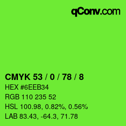 颜色代码: CMYK 53 / 0 / 78 / 8 | qconv.com