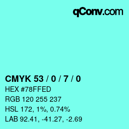 Color code: CMYK 53 / 0 / 7 / 0 | qconv.com