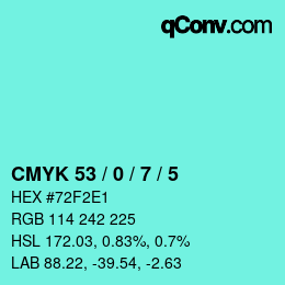 Color code: CMYK 53 / 0 / 7 / 5 | qconv.com