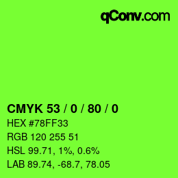 颜色代码: CMYK 53 / 0 / 80 / 0 | qconv.com