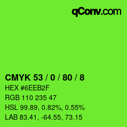 カラーコード: CMYK 53 / 0 / 80 / 8 | qconv.com