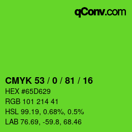 Código de color: CMYK 53 / 0 / 81 / 16 | qconv.com