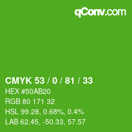 Color code: CMYK 53 / 0 / 81 / 33 | qconv.com