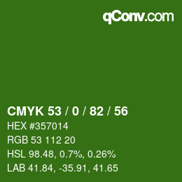 颜色代码: CMYK 53 / 0 / 82 / 56 | qconv.com