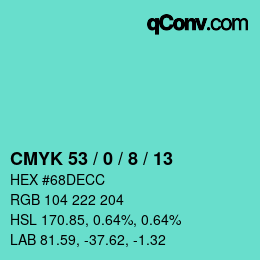 颜色代码: CMYK 53 / 0 / 8 / 13 | qconv.com