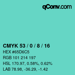 Color code: CMYK 53 / 0 / 8 / 16 | qconv.com