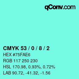 Color code: CMYK 53 / 0 / 8 / 2 | qconv.com