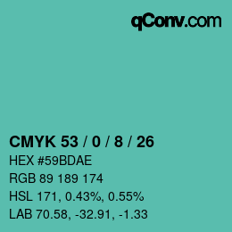 カラーコード: CMYK 53 / 0 / 8 / 26 | qconv.com