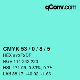 Color code: CMYK 53 / 0 / 8 / 5 | qconv.com