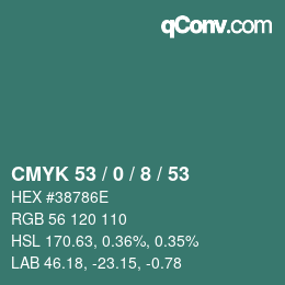 颜色代码: CMYK 53 / 0 / 8 / 53 | qconv.com