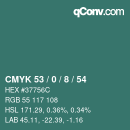 颜色代码: CMYK 53 / 0 / 8 / 54 | qconv.com
