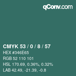 颜色代码: CMYK 53 / 0 / 8 / 57 | qconv.com