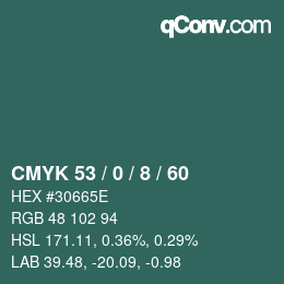 颜色代码: CMYK 53 / 0 / 8 / 60 | qconv.com