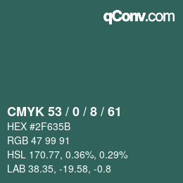 Color code: CMYK 53 / 0 / 8 / 61 | qconv.com